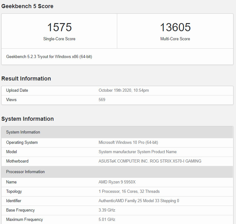 AMD Ryzen 5900X и 5950X засветились в Geekbench, и результаты впечатляют