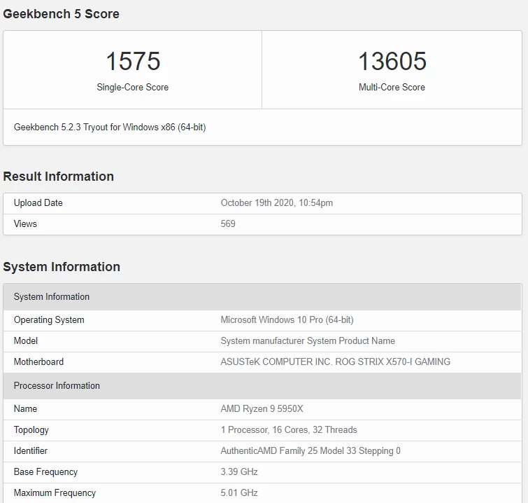 AMD Ryzen 5900X и 5950X засветились в Geekbench, и результаты впечатляют