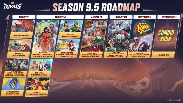 Дорожная карта сезона 9.5 в Marvel Rivals: крутой Джеффпул, сексуальная Фелиция и стильный Скотт