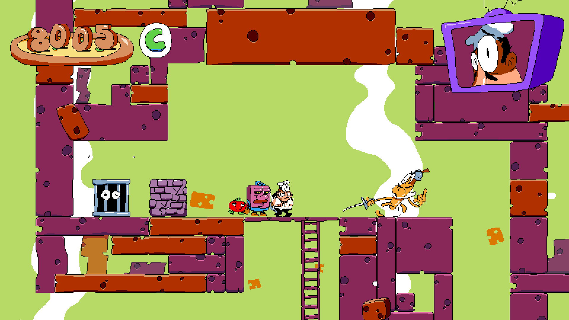 Скриншоты из игры Pizza Tower.
